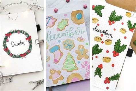 20+ Festive Christmas Bullet Journal Cover Page Ideas