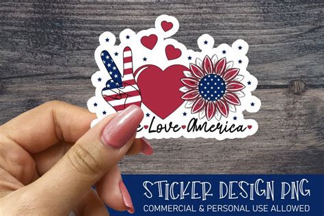 Peace, love, America | American patriotic sticker PNG