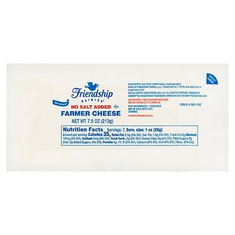 Friendship Dairies No Salt Added Farmer Cheese, 7.5 oz