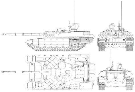 T-90 blueprint | Battle tank, T 90, Blueprints