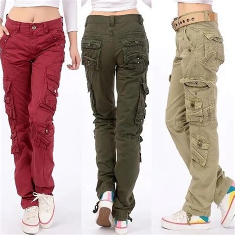 Women's cotton Cargo Pants Leisure Trousers more Pocket pants Causal ...