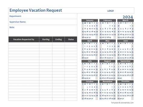 2024 Business Employee Vacation Request - Free Printable Templates