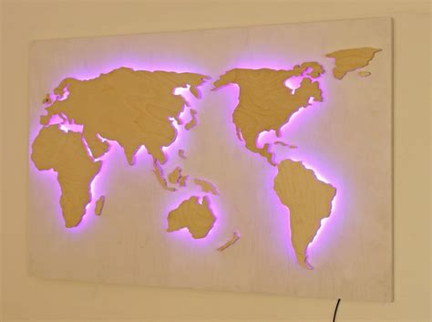 Large world map light up wall art with ambient lightwood | Etsy | Wood world map, World map ...