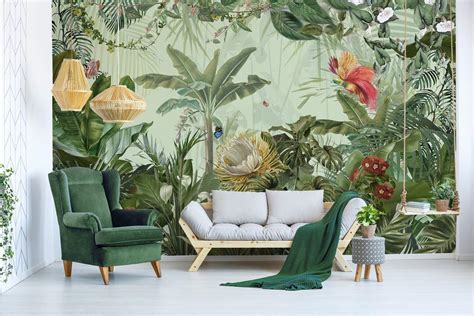 Amazon.com: Murwall Forest Wallpaper Tropical Leaf Wall Mural Exotic ...