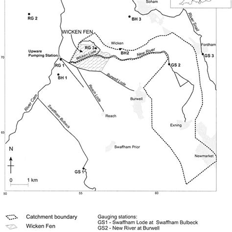 Map of Wicken Fen ditch network and location of National Trust ...