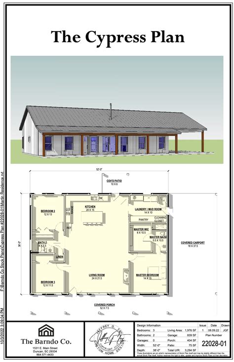 Bedroom Bath Barndominium Floor Plan W/ Covered Carport, 57% OFF