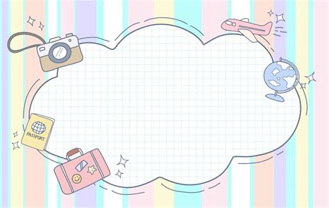 Cute frame, doodle border vector, simple frame, pastel desktop wallpaper, travel background, and ...