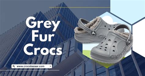 Gray crocs with fur