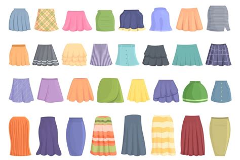 Skirt icons set cartoon vector. Clothes apparel