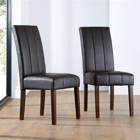 Carrick Brown Leather Dining Chair (Dark Leg) | Furniture Choice