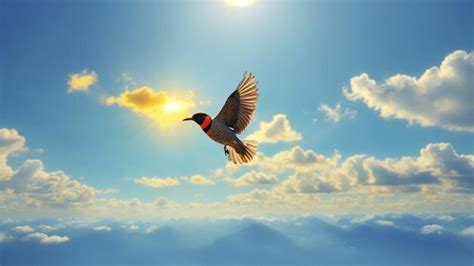 Premium AI Image | A clean sunny sky landscape photo with birds flying ...