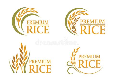 Yellow and Green Paddy Premium Rice Logo Sign 4 Style Vector Design ...