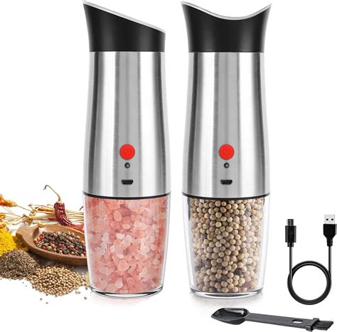 Electric Salt Pepper Grinder Mill Rechargeable: - USB Automatic Gravity ...