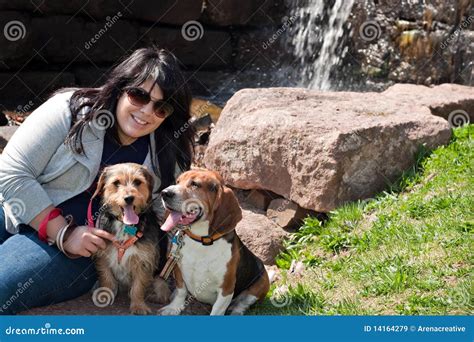 Happy Dog Owner stock image. Image of latina, pretty - 14164279