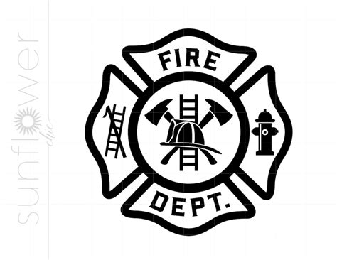 Fire Dept SVG Download, Firefighter Svg Clipart, Fire Department Emblem Silhouette Cut File Svg ...