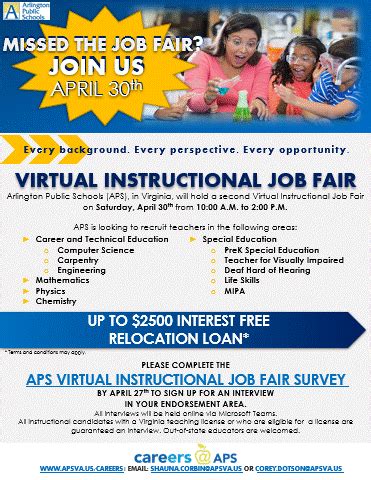 Missed - APS Virtual Job Fair Flyer 2223 - Arlington Public Schools