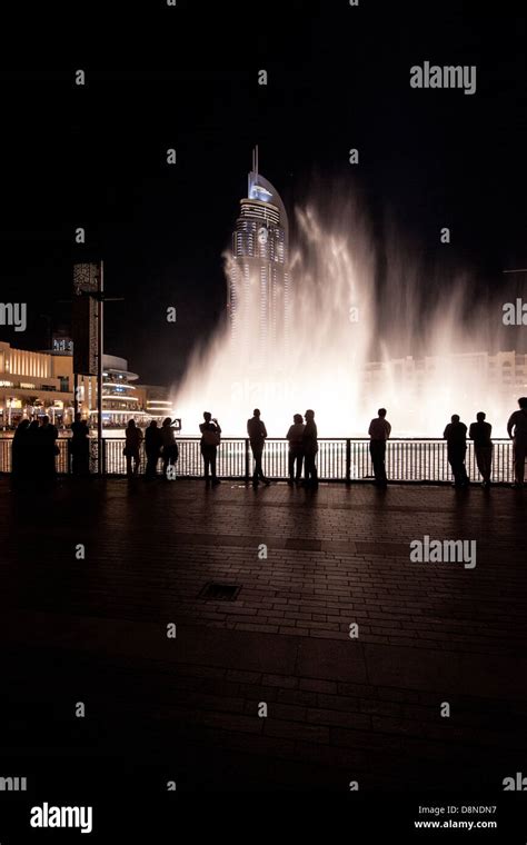 Light show of the Burj Khalifa Park Fountains, Downtown Dubai, Dubai ...