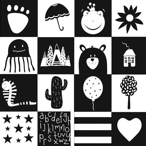 Monochrome High Contrast Black and White Stimulation Cards for Babies / Infants DIGITAL ...