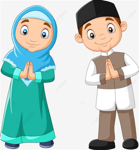 Muslim Kids Clipart Vector, Happy Muslim Kids Cartoon On White ...