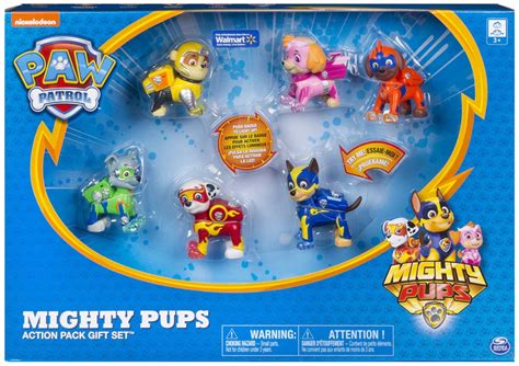 Paw Patrol Mighty Pups Exclusive Action Pack Gift Set Figure 6-Pack Spin Master - ToyWiz