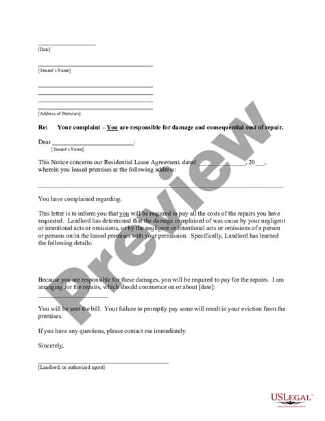 Temecula California Letter from Landlord to Tenant where Tenant ...