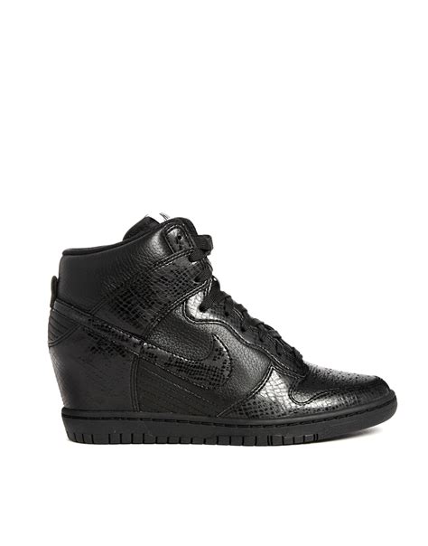 Nike Dunk Sky Hi Black Snake Effect Wedge Trainers in Black | Lyst