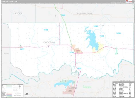 Choctaw County, OK Zip Code Map - Premium