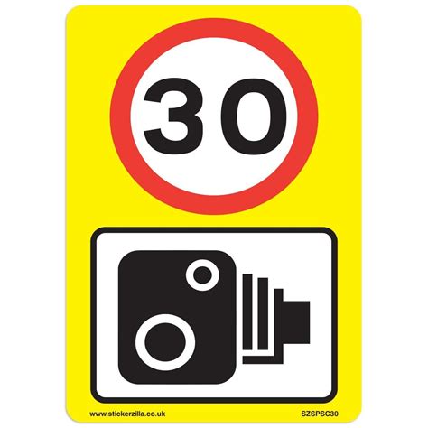 30 Mph & Speed Camera Signs [6 X Pack] – A4 Vinyl Stickers, Yellow Background Ideal For Wheelie ...