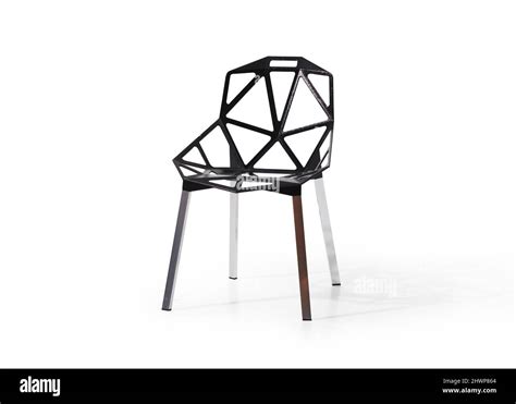 Modern black steel chair on white background Stock Photo - Alamy