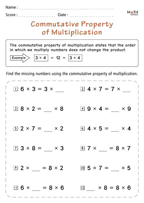 Commutative Property of Multiplication Worksheets - Math Monks