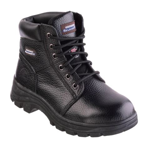 Skechers Workshire - Peril Women Size 11 Black Leather Work Boot-76561 - The Home Depot