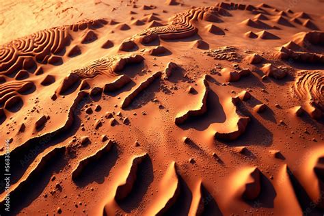 Detailed image of the planet Mars's surface texture. Background or ...