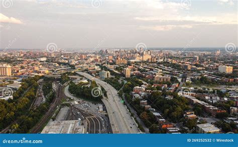 Aerial View of Buildings and Roads in Downtown Baltimore City Stock ...