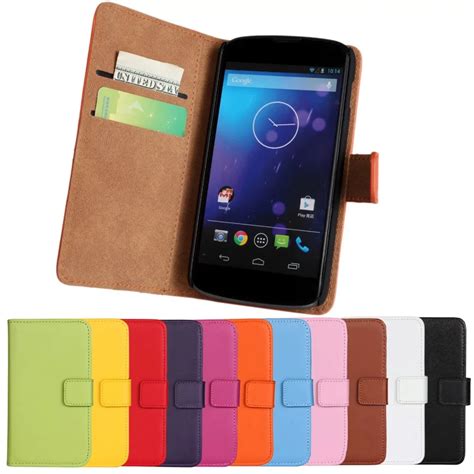 100%Genuine Leather Case For Flip Cover Case LG Nexus 4 E960 cell Phone cases for LG Nexus 4 ...