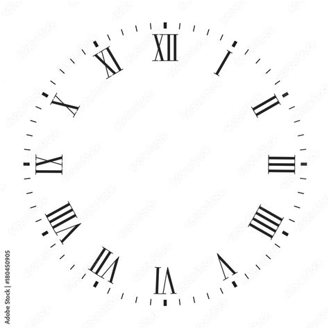 Vector clock face blank with roman numerals Stock Vector | Adobe Stock