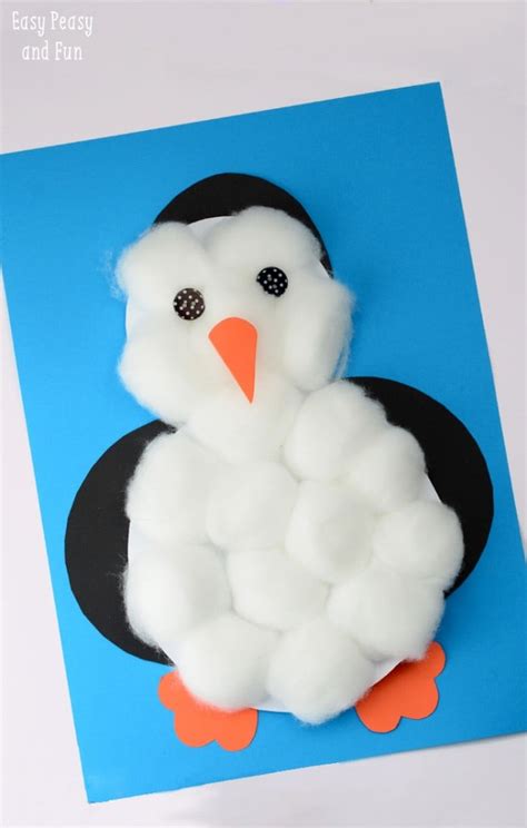 Cotton Balls Penguin Craft - Easy Peasy and Fun