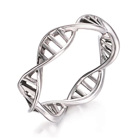 DNA Ring For Women Double Helix Screw Index Ring Science Chemistry Ring - White Gold ...