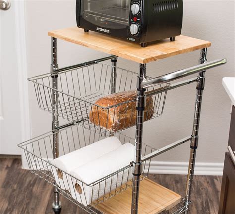 Internet's Best 3-Tier Kitchen Cart with Wire Baskets - Kitchen Island ...