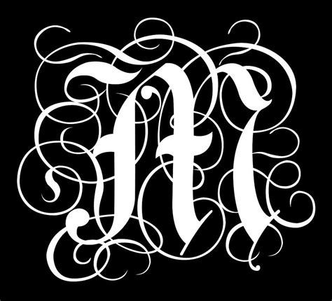 Letter M, Gothic Monogram Initial, white, Super-Sharp 300dpi PNG ...