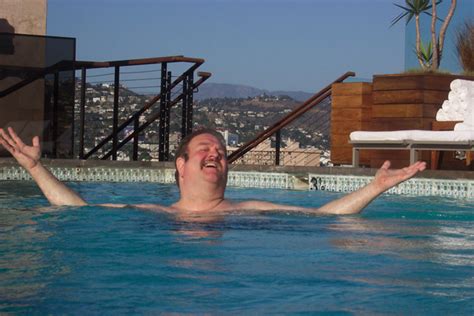 Loren Lodge at Yankee Stadium Bullpen and at a rooftop pool in Hollywood.