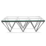 Tafari 1.2m Coffee Table - Glass Top - Silver Steel Base | Interior Secrets