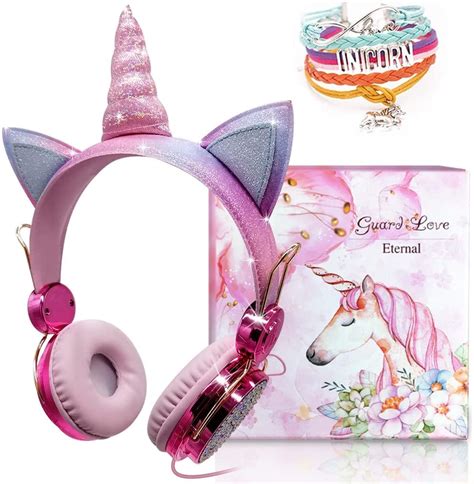 Unicorn Kids Headphones for Girls Children Teens, Wired Headphones with ...