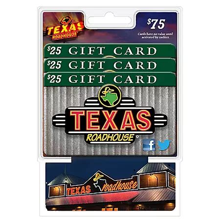 Texas Roadhouse $75 Value Gift Cards - 3 x $25 - Sam's Club