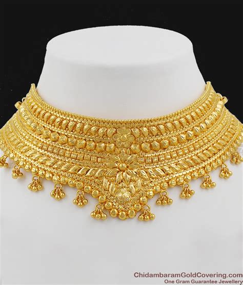 Handmade Bridal Choker Necklace Gold Design for Marriage NCKN1024