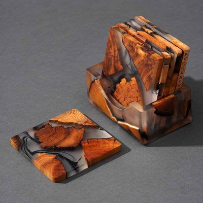 Wood Epoxy Resin Coasters Set | Drink Coasters | Wooden Coasters | Harz möbel, Untersetzer ...