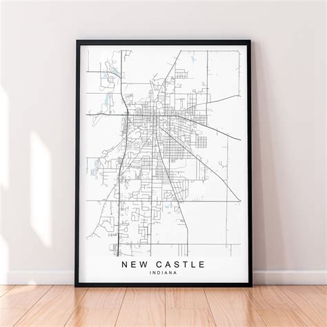 New Castle Indiana Map Print Poster Minimalist Home New Castle Indiana ...