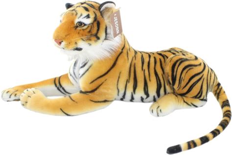 Amazon.com: JESONN Realistic Soft Stuffed Animals Plush Toy Tiger Beige ...