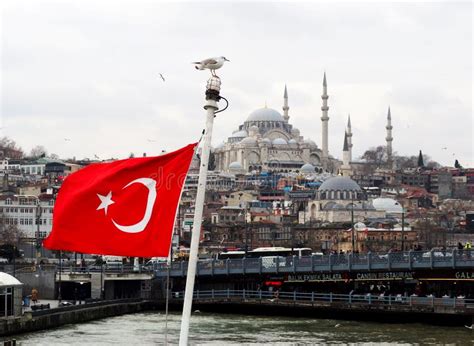 Turkish Flag On Old Istanbul Stock Photo - Image of colours, flag: 5453580