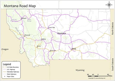 Montana Road Map - Check road network of State Routes, US Highways, and ...