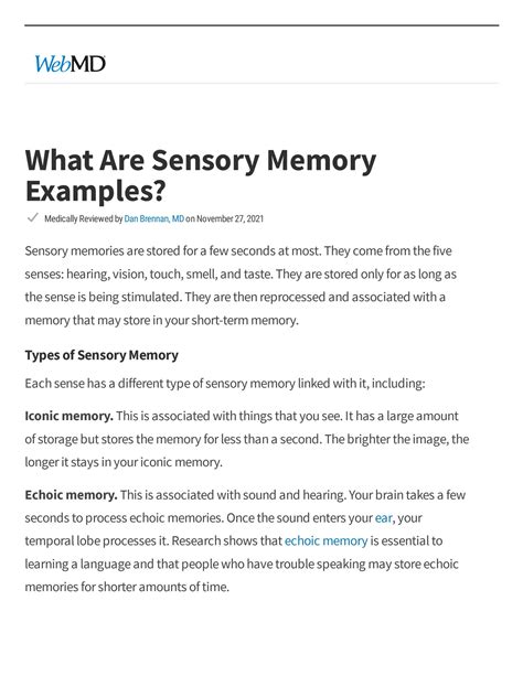 SOLUTION: Sensory memory examples what it is and more - Studypool